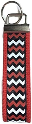 Tickled Pink Boutique Women's Chevron Wristlet Keychain Black White Red