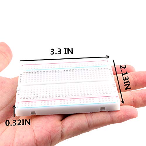 Eiechip Breadboard Solderless Prototype PCB Board with 400 Tie Points Solderless Prototype Kit Universal PCB Bread Board Plus 2 Power Rail and Adhesive Back for Small DIY Kits 3pcs