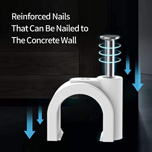 Cable Clips, 400 Pcs Strong Nails Durable White Round, 4 Size 4mm 6mm 8mm 10mm,Cable Holder Management Wire Tidy Clips