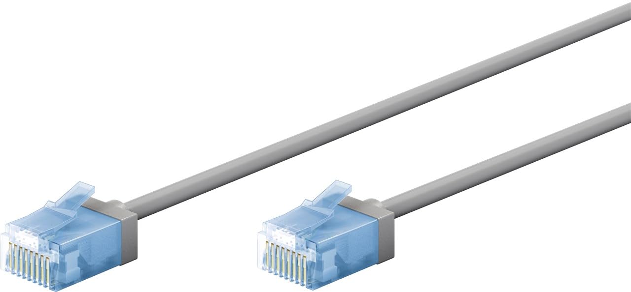Goobay 74225 CAT 6A Patch Cable - Slim/Ultra Flexible RJ45 CAT 6A Network Cable / 10 Gbit/s LSZH, Kink Protection/Grey 5 m