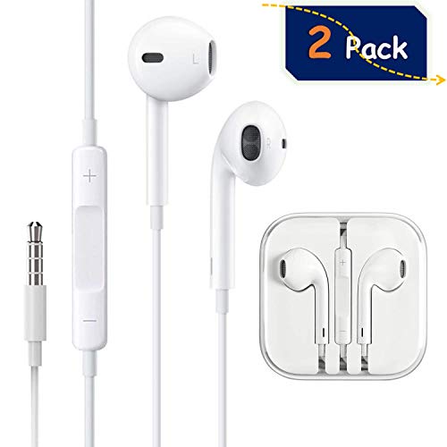(2 Pack) Headphones/Earphones/Earbuds, ebasy 3.5mm Wired Headphones Noise Isolating Earphones with Built-in Microphone & Volume Control Compatible with iPhone iPod iPad Samsung/Android / MP3 MP4