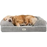 Friends Forever Orthopedic Dog Bed Lounge Sofa Removable Cover 100% Suede 4" Mattress Memory-Foam Premium Prestige Edition 36" x 28" x 9" Pewter Grey