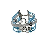 CAETLE®Women Girl Love Lover Music note Skull Knit Leather Rope Chain Charm Bracelet Ma009