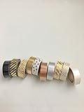 Japanese Washi Tape Set of 10 (10 pc, White + Black + Gold Foil)