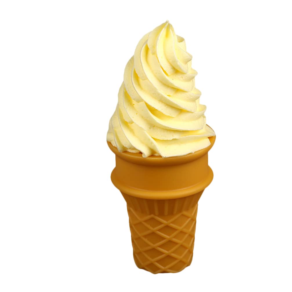 Photo 1 of Zerodeko Fake Ice Cream, Plastic Ice Cream Model Ice Cream Cone Model Toy Simulation Food Fake Food Decorations Summer Photography Props for Home Shop (Yellow)
