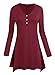 Urban CoCo Women's Casual Long Sleeve Button Design Tunic Top (L, Wine red)