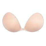 MITALOO Self Adhesive Backless Push Up Plunge Bra Invisible Strapless Bra With Buckle, Beige, B