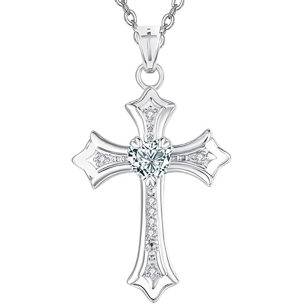 925 Sterling Silver Diamond Filigree Cross Pendant - 41.5x25mm, Textured & Polished, For Women (Necklace Chain Not Included) - View #5