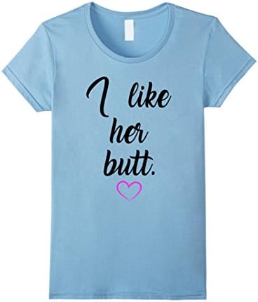Womens  I Like Her Butt T-Shirt I Like His Beard - Couple Small Baby Blue