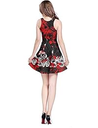 CowCow vestido sin mangas horror, oscuro, huesos de esqueleto, calavera, grunge para mujer, XS-5XL