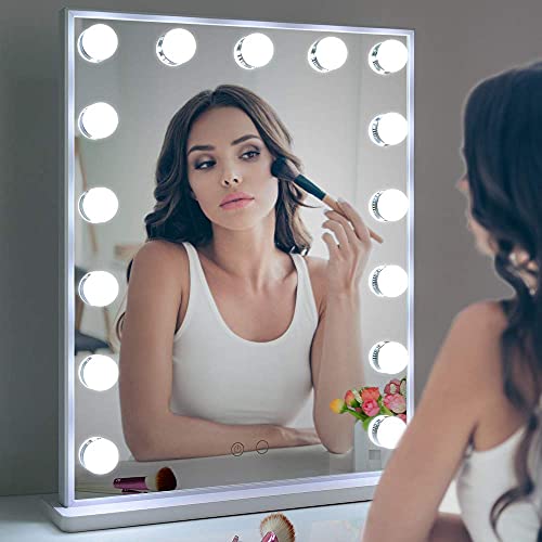 Nitin Hollywood Vanity Mirror with Lights, Tabletop or Wall Mounted