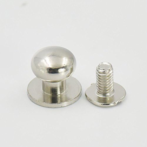25 Sets 10mm 3/8" Brass Round Head Button Stud Screwback spot for Screw Chicago Nail Nickle Gold Nickle-Black Color Choice