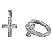 Mia Sarine 1/7 Cttw Cubic Zirconia Curved Cross Hoop Earrings for Women in Rhodium Plated Brass