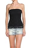TheMogan Women's Stretch Lace Bandeau Tube Top Fashion Strapless Semi Sheer Tank