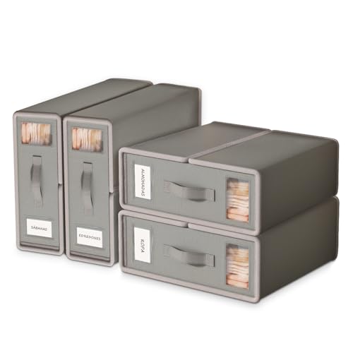 VIOPY Organizador De Sabanas, 4 Piezas Cajas De Almacenamiento, Organizador De Ropa De Cama Plegable, Contenedores De Almacenamiento De Tela Para Juego De Sábanas, Para Closet, Debajo De Las Camas