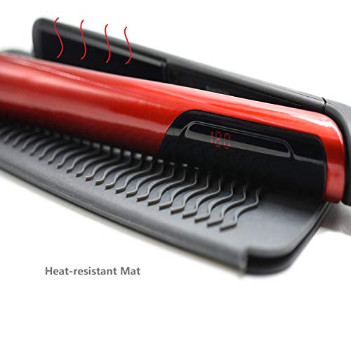 ZAXOP 2 Pack Heat Resistant Silicone Mat Pouch for Flat Iron, Curling Iron,Hair Straightener,Hair Curling Wands,Hot Hair Tools (GREY & HOT PINK)