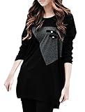 Allegra K Ladies Scoop Neck Contrast Color Loose Tunic Top