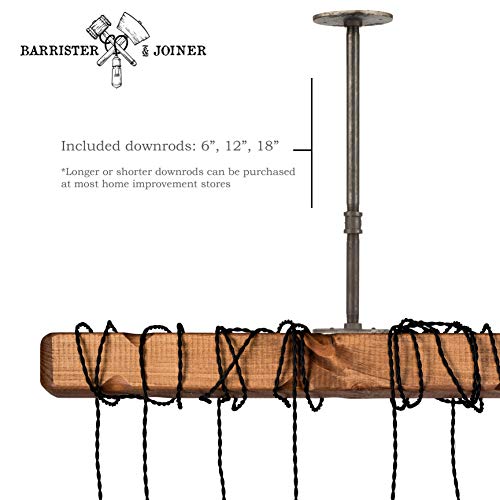 Farmhouse Lighting Wrapped Wood Beam Farmhouse Chandelier Pendant Light Fixture - Rustic Lighting Great for Kitchen Island Lighting, Dining Room, Bar, Industrial, and Billiard or Pool Table - Thumbnail 2