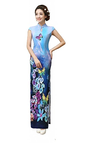 JTC Women High Slit Long Chinese Dress Cheongsam 4colors
