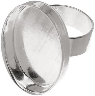 Amate Studios Silver Plated Oval Bezel Adjustable Ring 23.5x30mm (1)