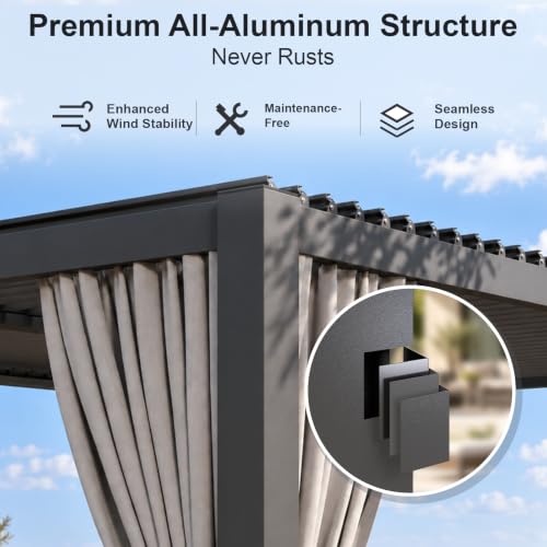 Aoxun 10x12 Louvered Pergola Review: All-Aluminum Structure with Waterproof Curtains image 36