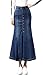 chouyatou Women's Casual Stretch High Waisted Front Button Long Denim Mermaid Skirt (Medium, Blue)