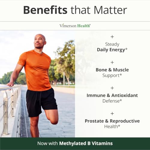 Vimerson Health Multivitamin for Men: Methylated B Vitamins, Chelated Minerals and Bioavailable D3 for Focus and Energy Support – Daily Mens Multivitamins and Multiminerals – 60 Capsules