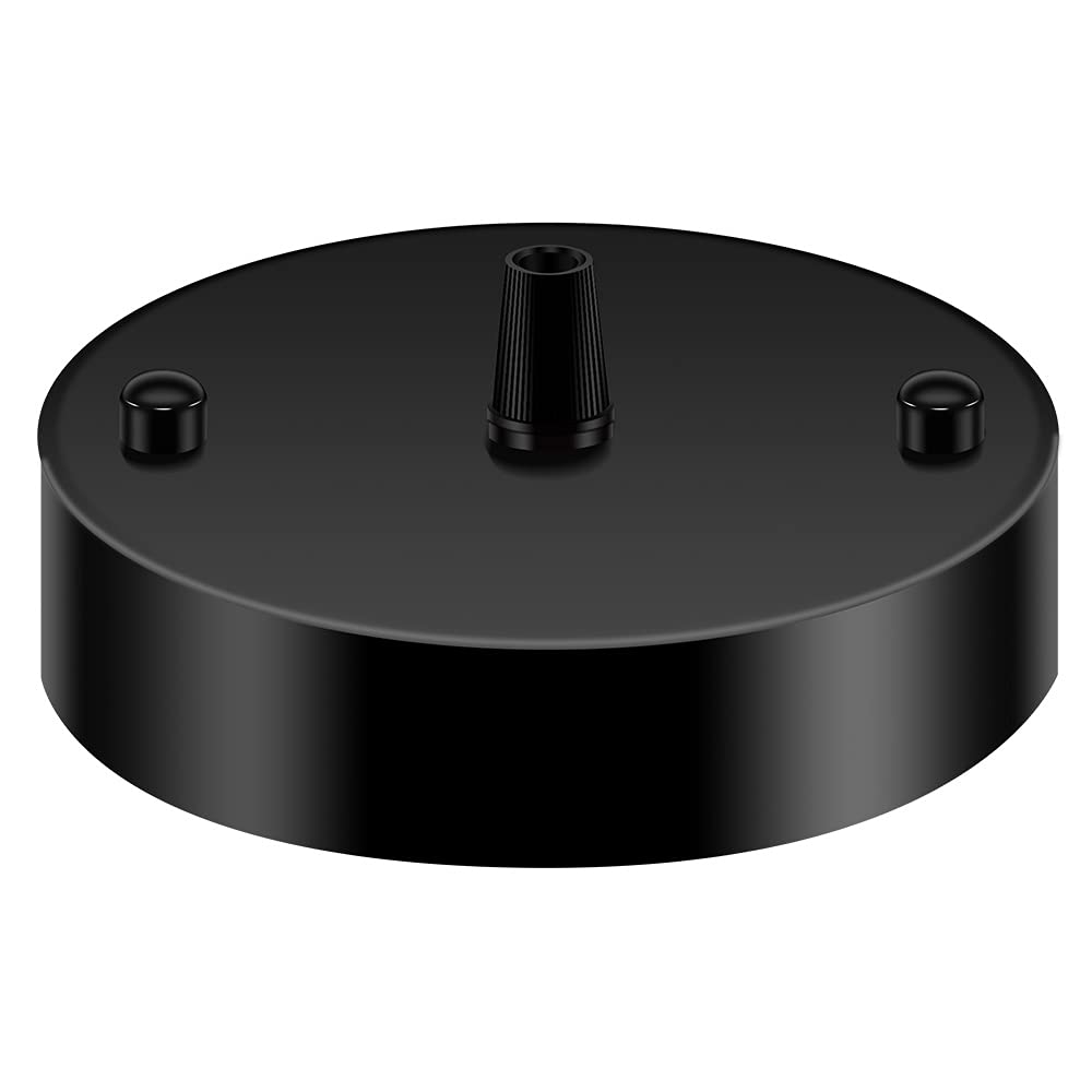 YnGia Industrial Rose Fitting Canopy Kit 120mm for Pendant Light Light Wall lamp Chandelier 1 Pack, Matt Black Single Hole with Ceiling Plate Bracket 100mm Earth
