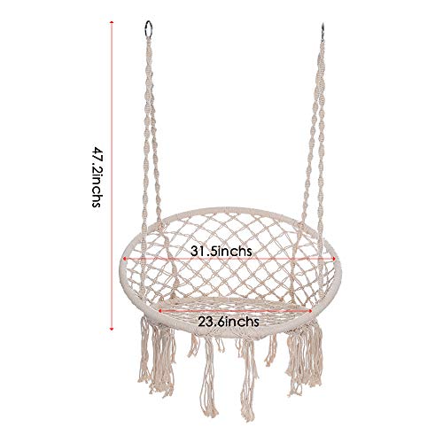 Hammock Chair Macrame Swing - [Delivery from US] Handmade Hanging Swing Chair Prefect for Outdoor, Home,Bedroom, Patio, Deck, Yard, Garden