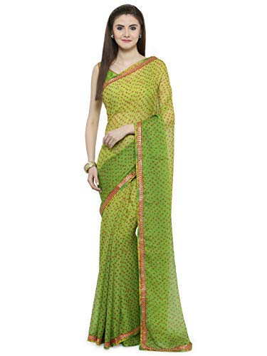 Womens Chiffon Saree With Unstitched Blouse (SHAILY_PNIHARI1010SSSR1_Green)