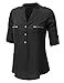 JJ Perfection Women's 3/4 Sleeve Button Down Blouse Shirt with Chest Pockets