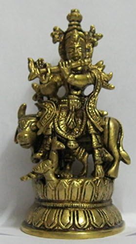 BRASS STATUE OF LORD KRISHNA (Cow) - 5