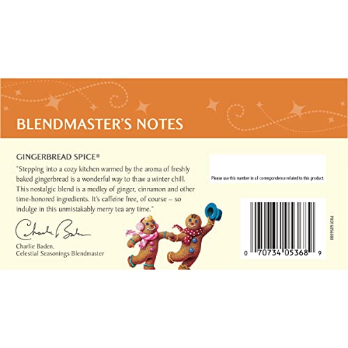 CELESTIAL SEASONINGS HERBAL TEA, GINGERBREAD SPICE, 18 TEA BAGS (PACK OF 6)