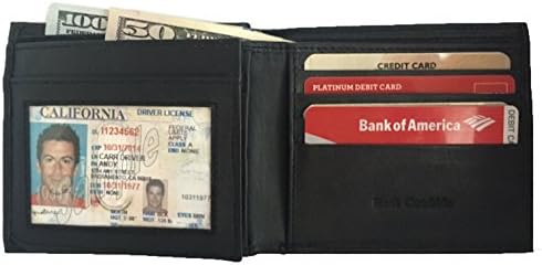 Serottini Genuine Leather RFID Blocking Wallets Mens Wallets (Trifold_2ID_Black)