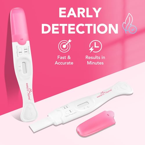 Easy@Home Early Detection Pregnancy Test: Long Absorbent Tip for Easy Sampling - Precise Results in 3-5 Minutes - Easy to Use Fast & Accurate Pregnancy Tests Stick - Pruebas De Embarazo - 5 Counts