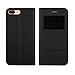 PU Leather Case for iPhone 8 Plus/iPhone 7 Plus, EasyAcc Premium View Flip Case Cover Folio with View Window/Stand/Skin Pouch Pocket Compatible with iPhone 8 Plus/iPhone 7 Plus (Black)