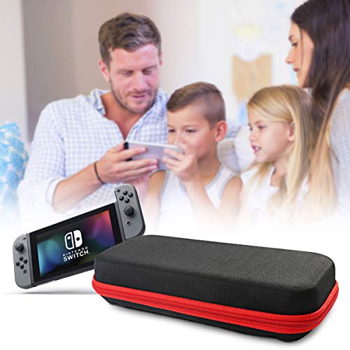 [Large Model] Carrying Case for Nintendo Switch,Leyeet 20 Game Cartridge Protective Hard Portable Travel Carry Case Fits AC Adapter Shell Pouch for Nintendo Switch Console & Accessory (Red Zipper) - Thumbnail 7
