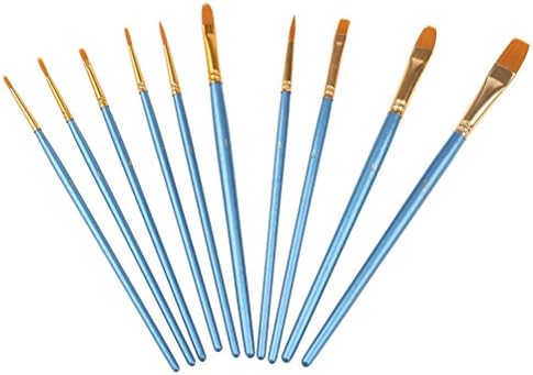 JOW 10 Pieces Blue Watercolor Brushes Set, Set of Nylon Painting Brush