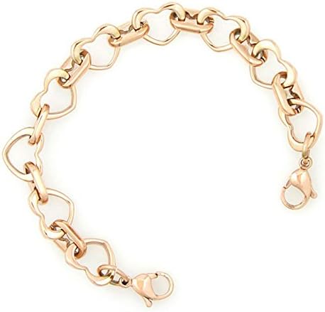 Ladies Rose Gold Stainless Open Heart Medical ID Replacement Bracelet