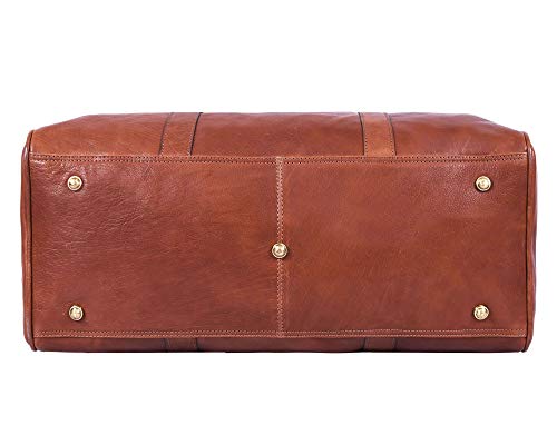 Leather Travel Duffle Bag | Gym Sports Bag Airplane Luggage Carry-On Bag | Gift for Father's Day By Aaron Leather (Russet) - Thumbnail 7