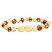 Baltic Amber Teething Bracelet or Anklet for Babies, Toddlers, and Kids - Lab-Tested - Baroque Cognac/Honey Mix - 5.5 Inches