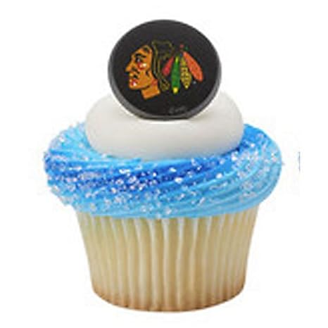 Chicago Blackhawks Cupcake Rings 12 Count Amazon Com Grocery