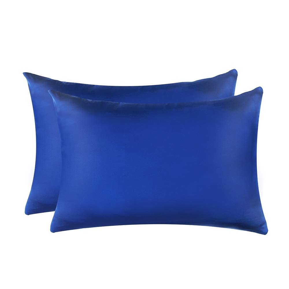 Jocoku 100% Mulberry Silk Pillowcases Set of 2 for Hair and Skin and Super Soft and Breathable Queen Size Nature Silk Pillowcases (Queen, Royal Blue)