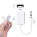 AUX to USB Adapter, Biming 3.5mm Audio Jack to USB Converter；USB Audio Cable with Aux Port for Car Stereo (White,2PACK)