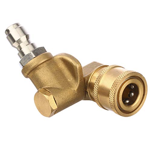 Tool Daily Quick Connecting Pivoting Coupler for Pressure Washer Nozzle, Cleaning Hard to Reach Areas, 4500 PSI, 1/4 Inch, Updated 90 Degree