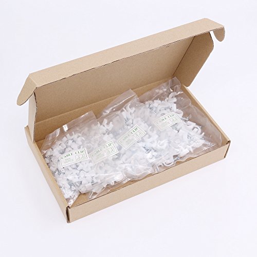 image for Swpeet 400 Pcs Multiple Models Premium Plastic Round Cable Wire Clips 