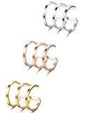 Jstyle Stainless Steel Ear Cuff Earrings for Women Men Cartilage Earrings Hoop Lip Ring Non Piercing Set