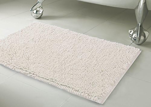 Resort Collection Plush Shag Chenille 21 x 34" Bath Mat, White