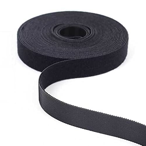Joojus Reusable Nylon Fastening Tape Cable Ties Double Side Hook and Loop Straps Wires Cords Organizer Roll for Home Office(11 Yard, Black)