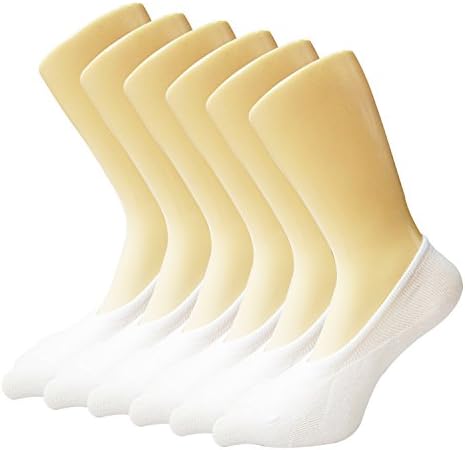 Pack of 6 Womens Non Slip No Show Low Cut Liner Socks Casual Socks, White, OS